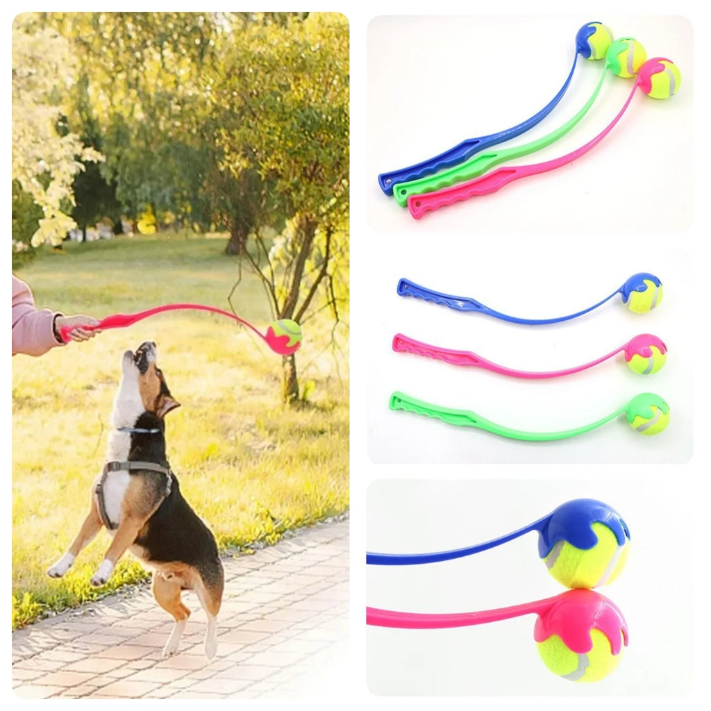 Pet Tennis Ball Launcher Set Outdoor Dog Interactive Training Toy Fetch Play Durable Ergonomic Handle Interactive Ball Picker