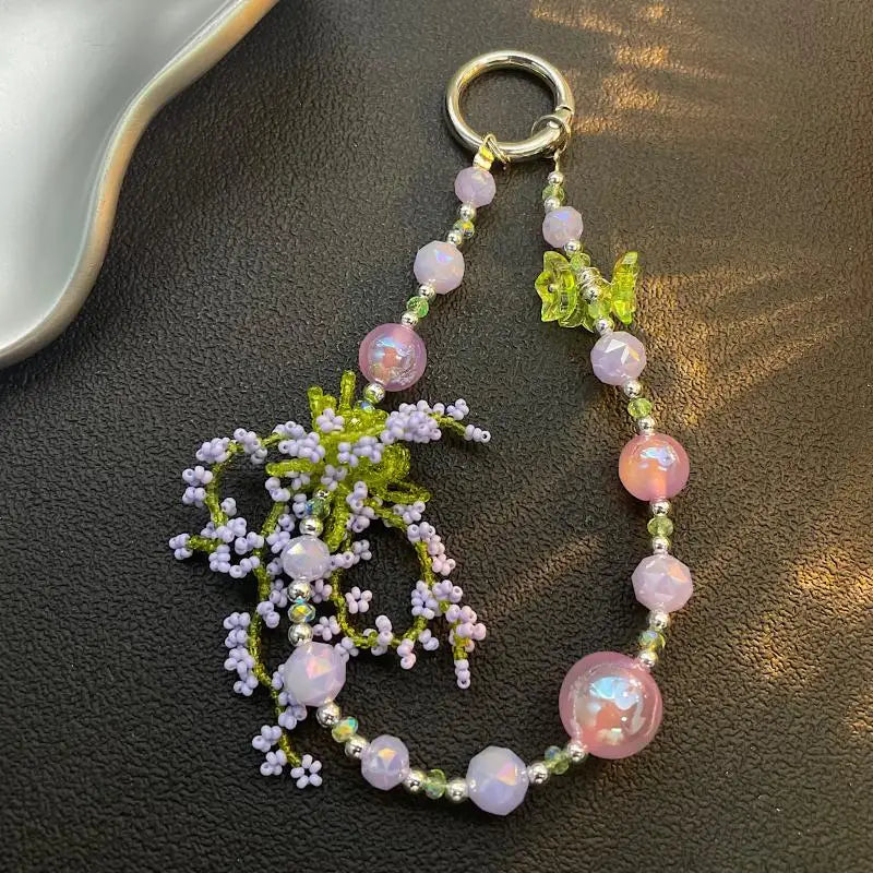 Beaded Phone Chain for Summer Colorful Trendy Accessory Bag Car Key Pendant Earphone Case Holder for Travel