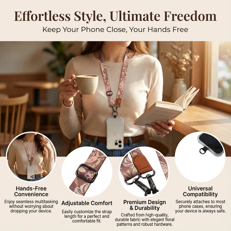Vintage Boho Style Crossbody Phone Lanyard Adjustable Anti-Lost Neck Strap Rope with Clip for iPhone Xiaomi Case Accessories