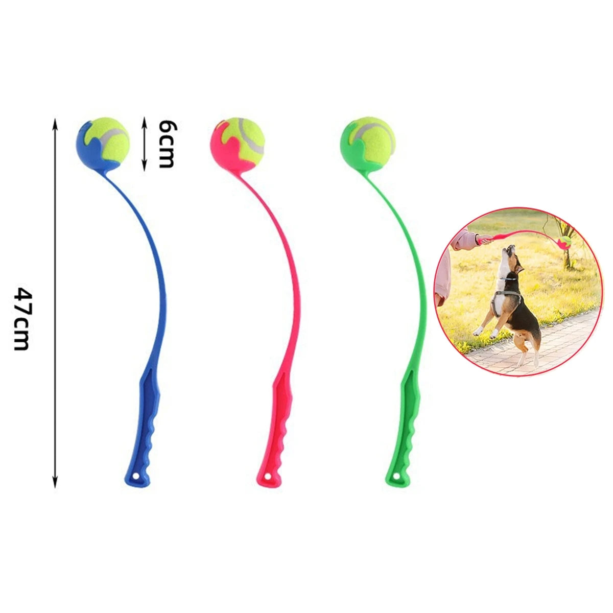 Pet Tennis Ball Launcher Set Outdoor Dog Interactive Training Toy Fetch Play Durable Ergonomic Handle Interactive Ball Picker