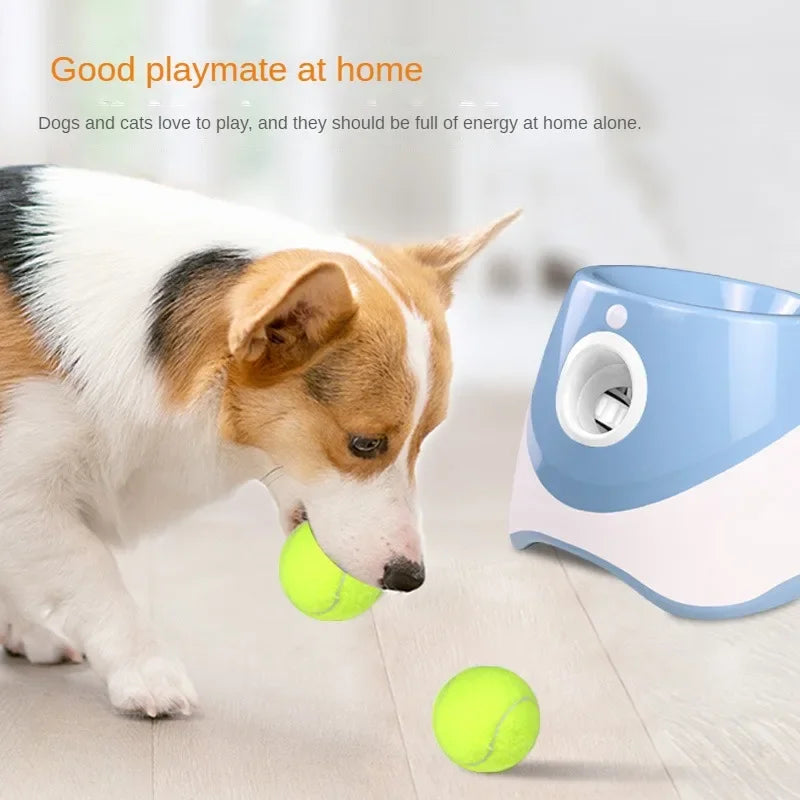Dog Tennis Launcher Automatic Pet Dogs Chase Toy Mini Tennis Throwing Pinball Machine Fun Interactive Throw Rechargable Catapult