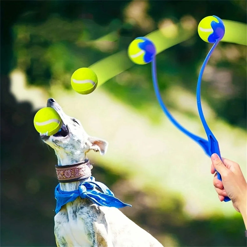 Pet Tennis Ball Launcher Set Outdoor Dog Interactive Training Toy Fetch Play Durable Ergonomic Handle Interactive Ball Picker