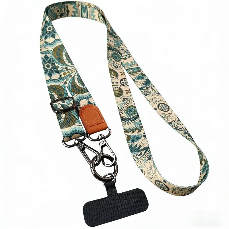 Vintage Boho Style Crossbody Phone Lanyard Adjustable Anti-Lost Neck Strap Rope with Clip for iPhone Xiaomi Case Accessories